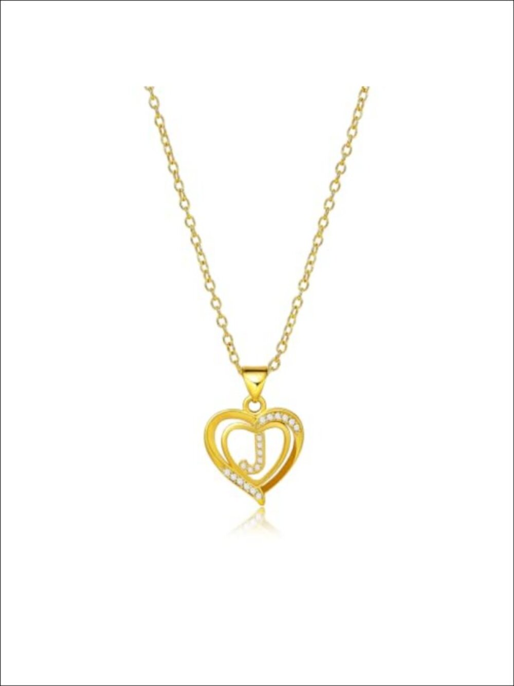 Heart Initial Pendant Necklace 18k Gold Plated CZ Women Jewelry Gift